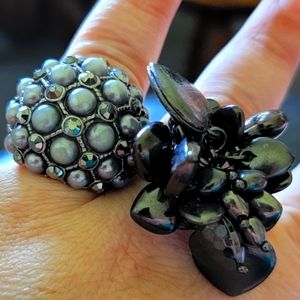 Pair of stretchy large Jeweled Rings